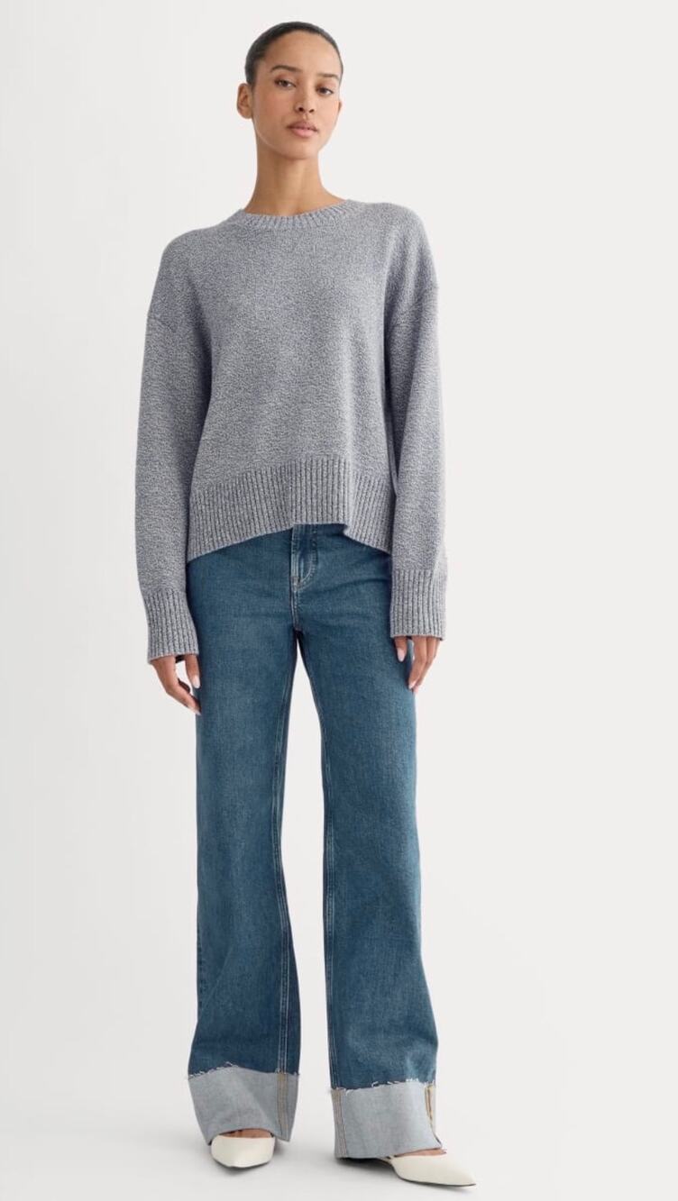 Everlane The Boxy Sweater Organic Cotton Blue Indigo Canvas Twist Size Small
